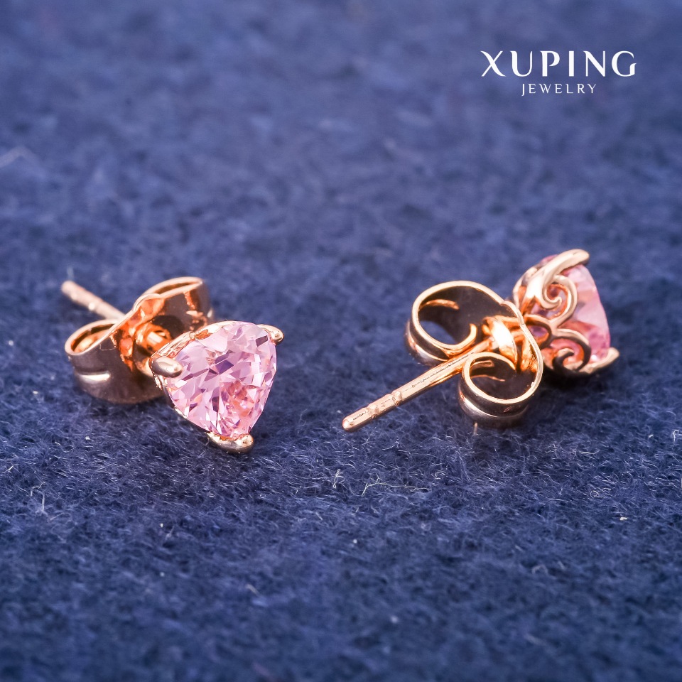 

Серьги Xuping гвоздики Сердца с розовыми камнями 7мм Позолота 18К, ida36362