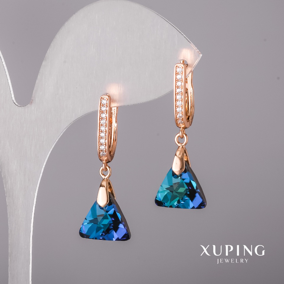 

Серьги Xuping с синим камнем 12х30мм Позолота 18К, ida36357