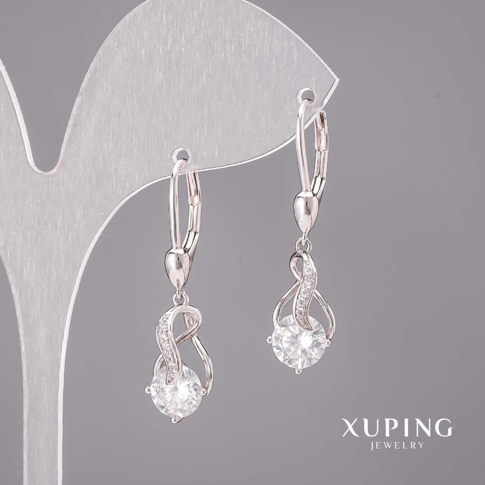 

Серьги Xuping с белыми камнями 8х38мм Родий, ida36458
