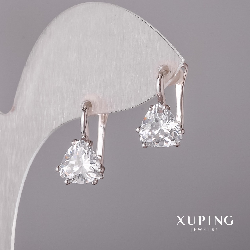 

Серьги Xuping с белым камнем 10х17мм Родий, ida36322