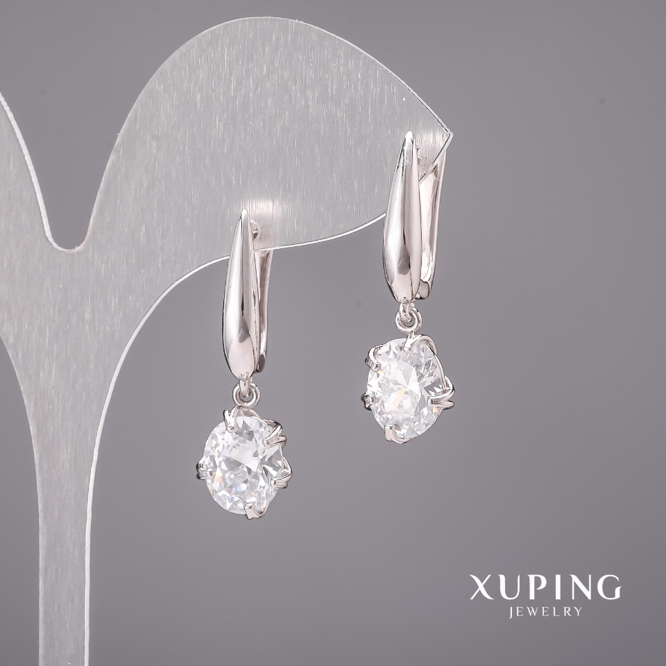 

Серьги Xuping с белыми камнями 10х30мм Родий, ida36450