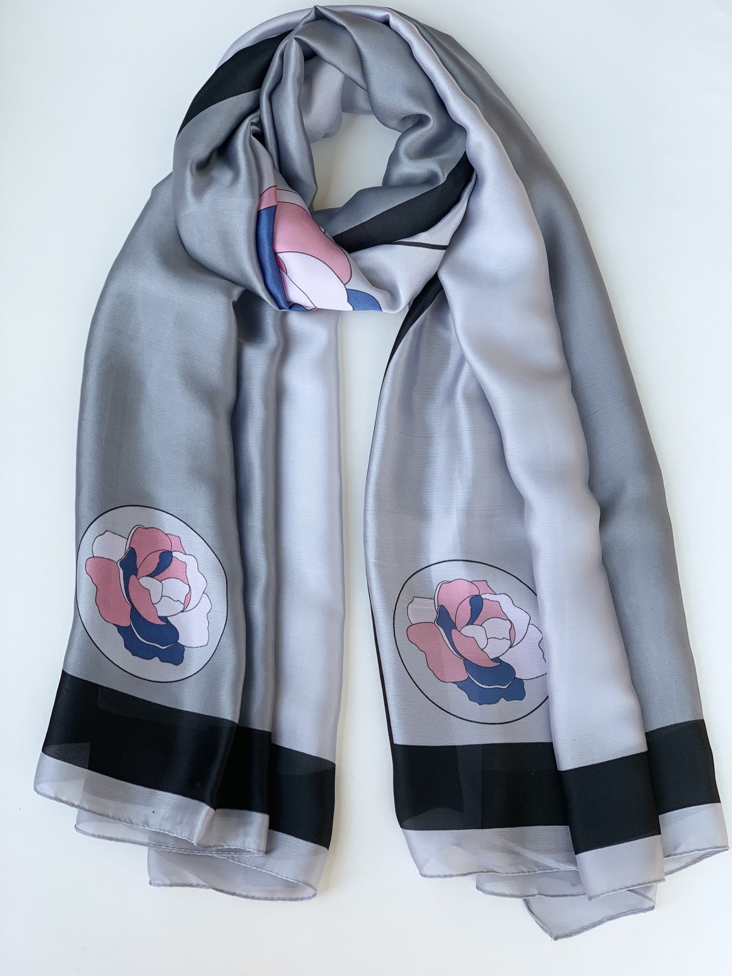 

Шарф шелковый шанель Fashion Scarves FS013 серый