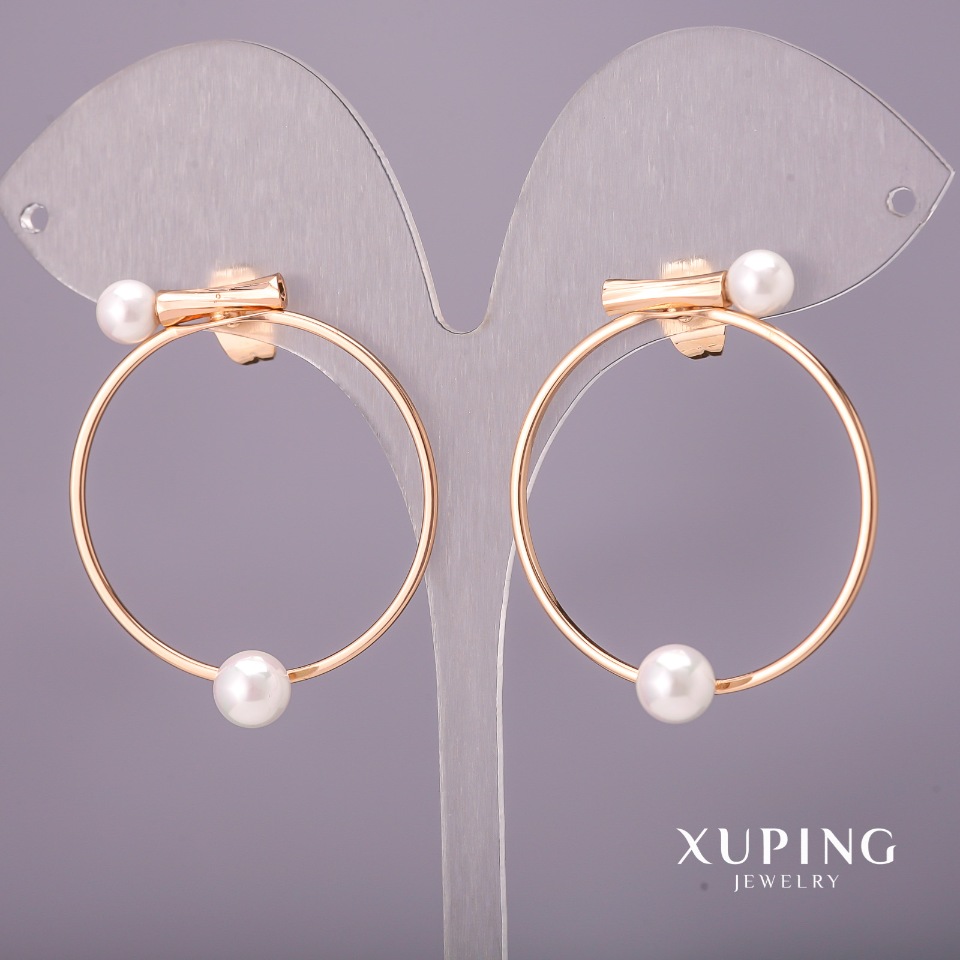 

Серьги Xuping с Майоркой, диаметр 30х35мм Позолота 18К, ida37281