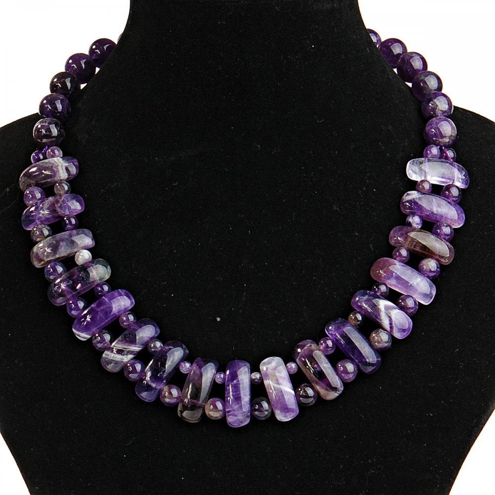 

Бусы Аметист Шеврон вытянутый овал 12*25 и шарик 8мм, длина 47см, ida399