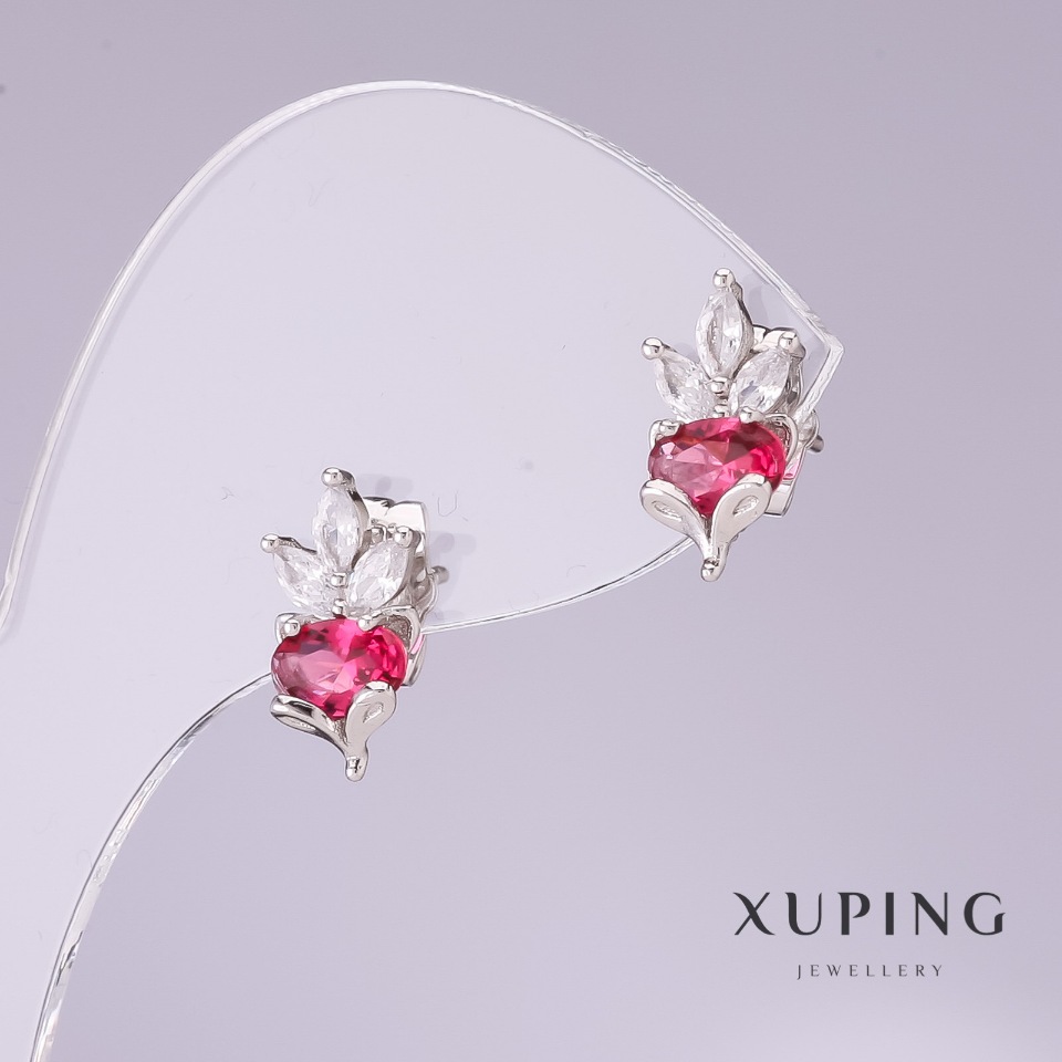 

Серьги Xuping с красными камнями 13х7мм родий, ida27832