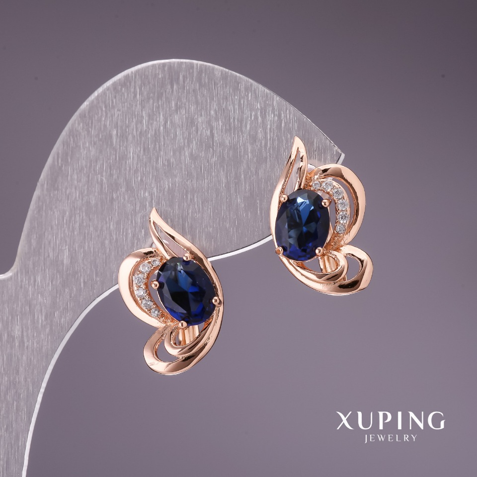 

Серьги Xuping с синими камнями 18х10мм позолота 18к, ida29491