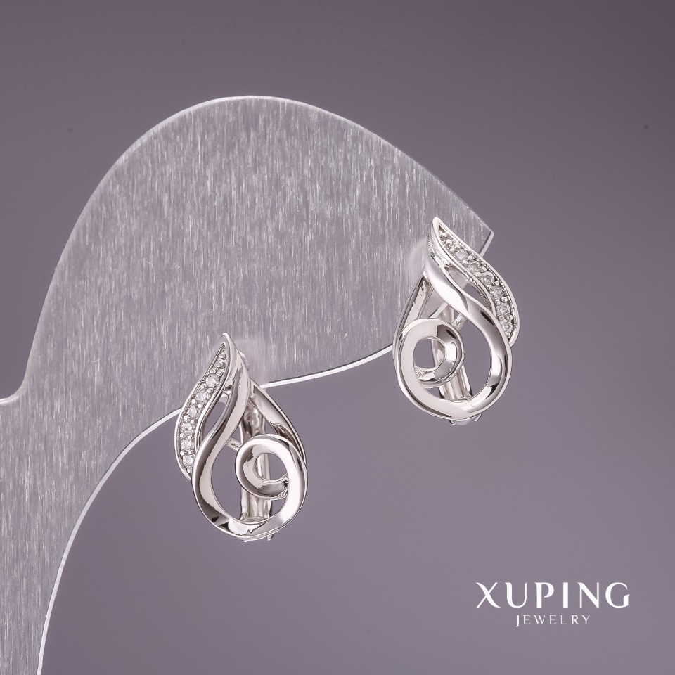 

Серьги Xuping с белыми стразами 17х11мм родий, ida28999