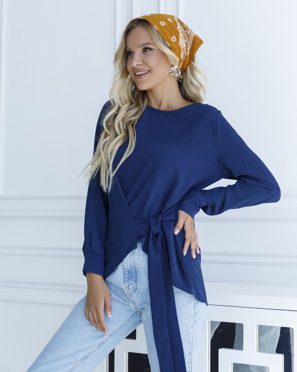 

Блуза ISSA PLUS 12123  синяя, Блуза ISSA PLUS 12123 S синяя