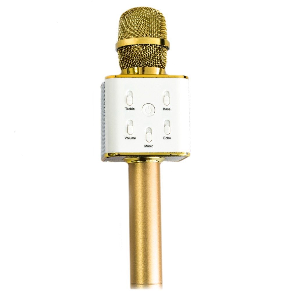 

Караоке микрофон с динамиком блютуз Bluetooth DM Karaoke Q7, Золотой, (1008643-Gold)