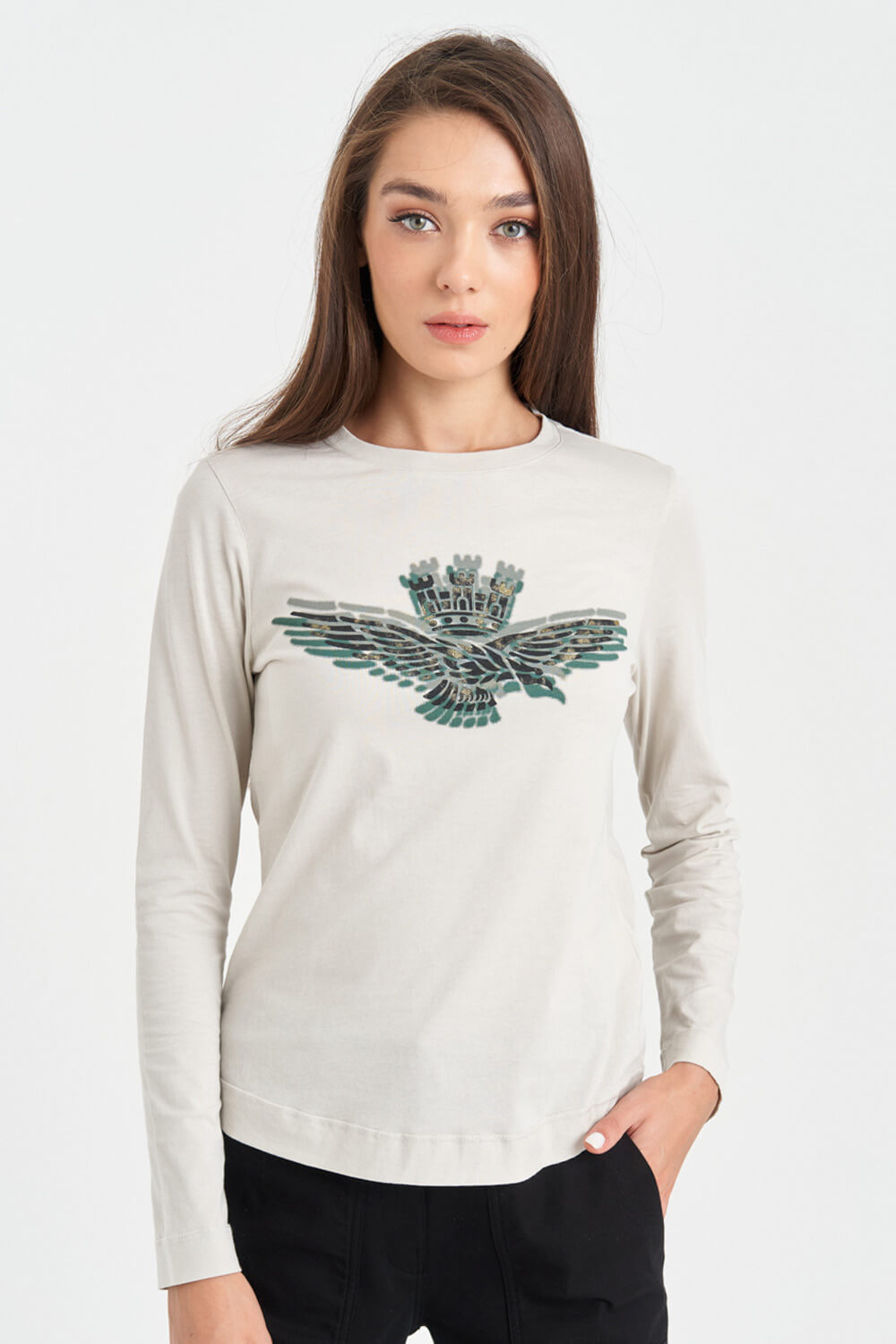 

Светлый женский лонгслив Aeronautica Militare 4385, Светлый женский лонгслив Aeronautica Militare 4385 S