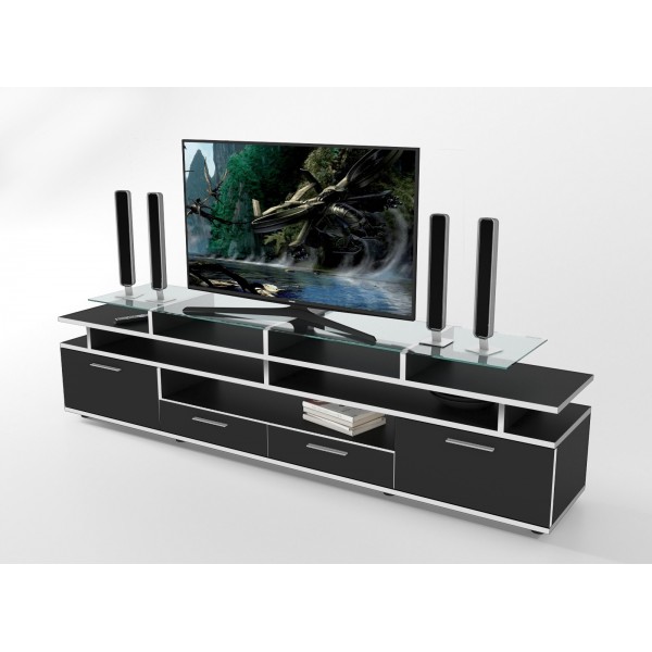 

Тумба для ТВ Comfy Home Cinema черный/белая кромка