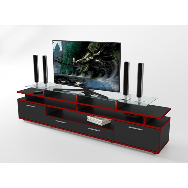 

Тумба для ТВ Comfy Home Cinema черный/красная кромка
