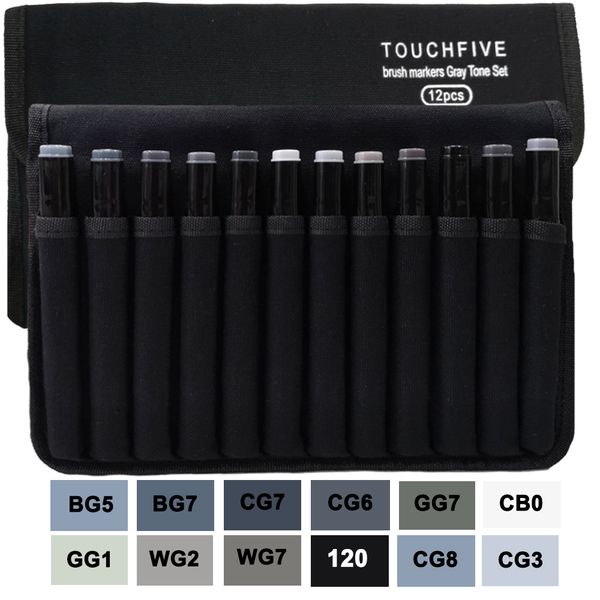 

Набор кистей маркеров TouchFive Brush 12 серые тона (TOUCH24GRAY)