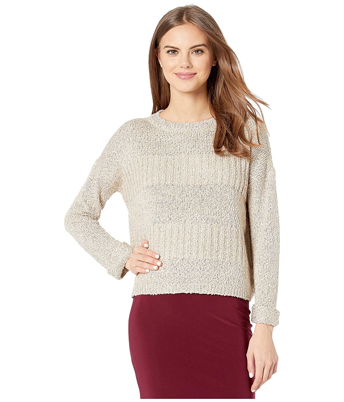

Свитер Jack By BB Dakota Sequin Arrangements Boat Neck with Roll Sleeve and Back Tie Gold, S (44)