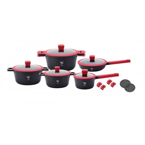 

Набор Кастрюль Top Kitchen TK00019 из 5 ёмкостей чёрный с красным