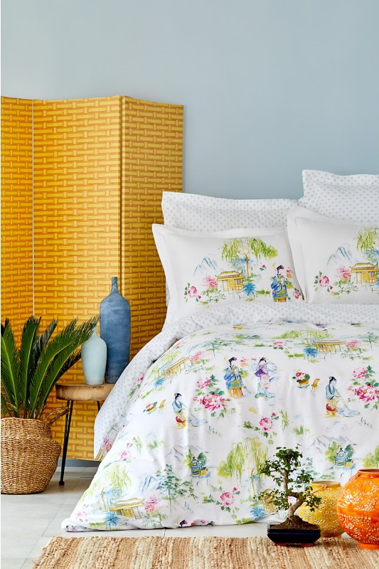 

Постельное белье Karaca Home Hinata Yesil 2019-2 Евро турция, ранфорс