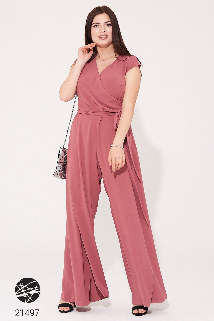 

Комбинезон с запахом и широкими штанинами с разрезами Фасон 21497_54-56 54-56