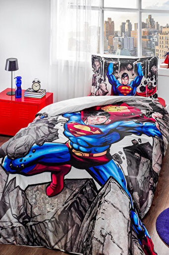 

Комплект постельного белья Ozdilek Ранфорс Super Man полуторный 160x220 см Серый