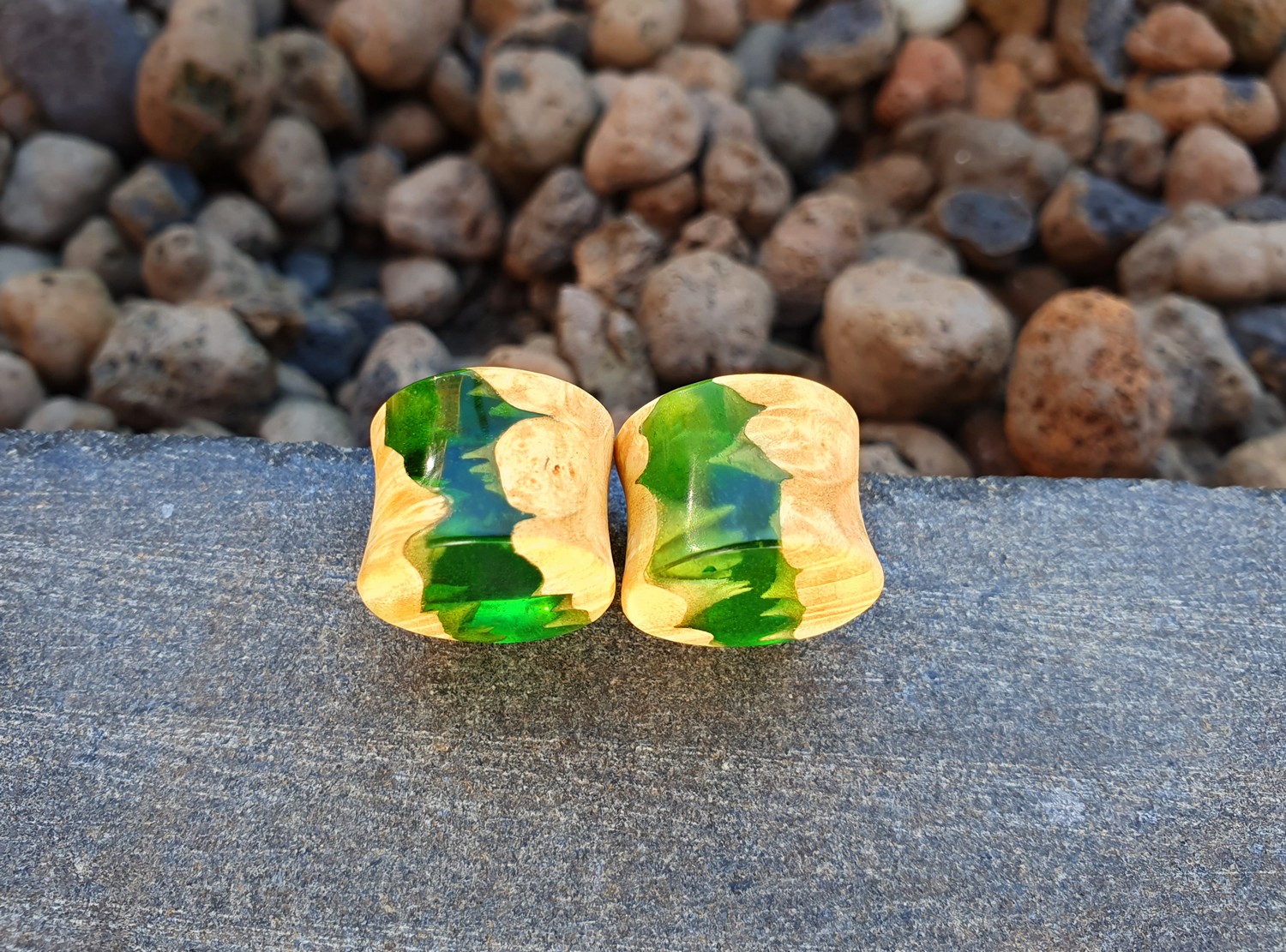 

Серьги плаги WoodWork TUNNEL Double Green 14 мм Деревянные