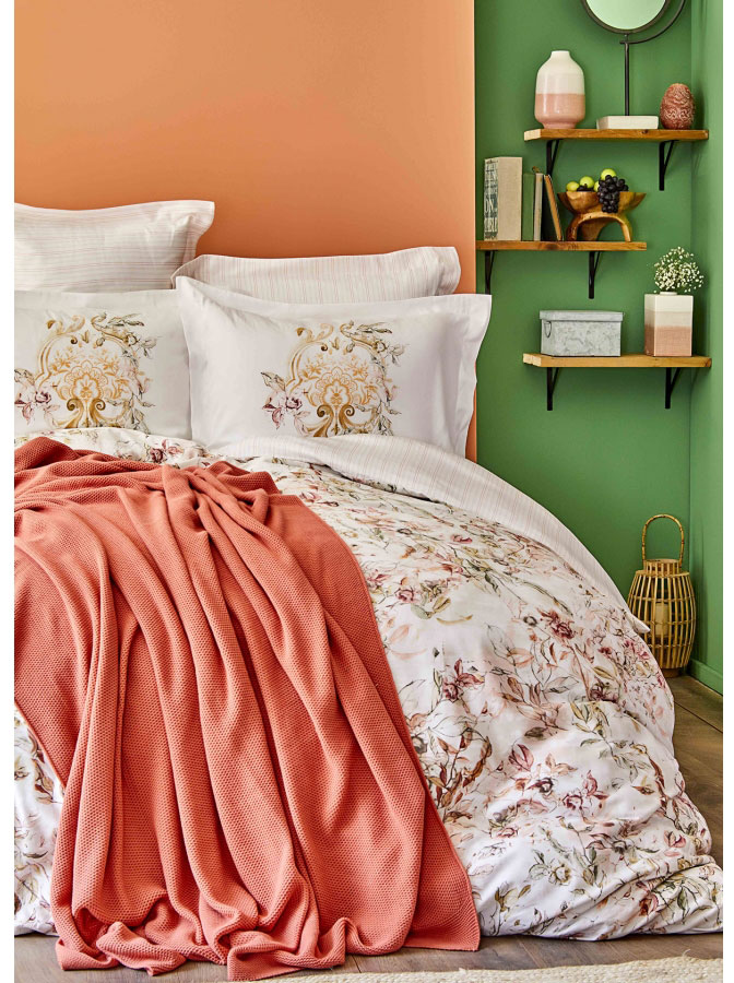

Комплект постельного белья Karaca Home Elsira Blush 200х220 + Плед 200х240 (svt-2000022238724)