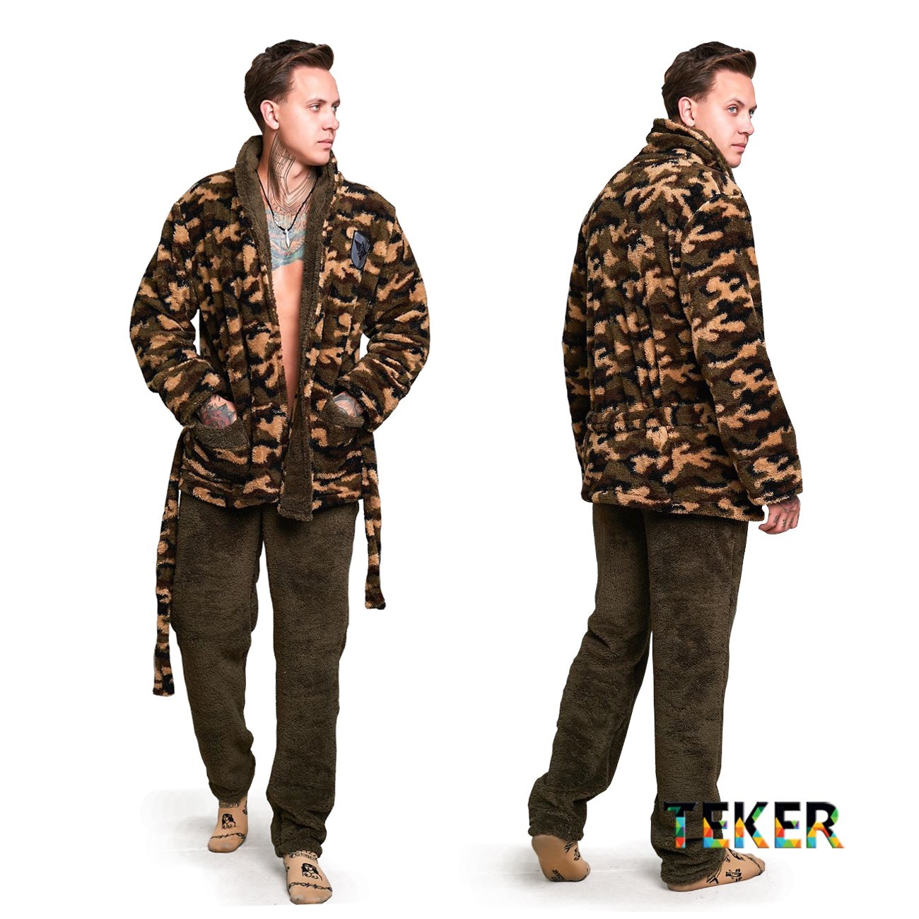 

Мужской махровый домашний костюм L-XL (50-52) камуфляжный