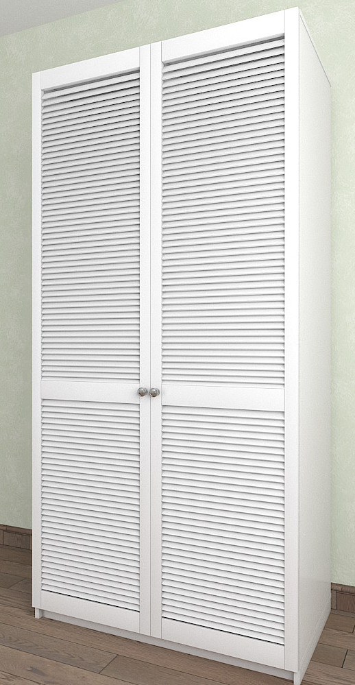 

Шкаф с жалюзийными дверями из натурального дерева Тавол Сиеко 2СКЛ1 800х600х2100 Белый