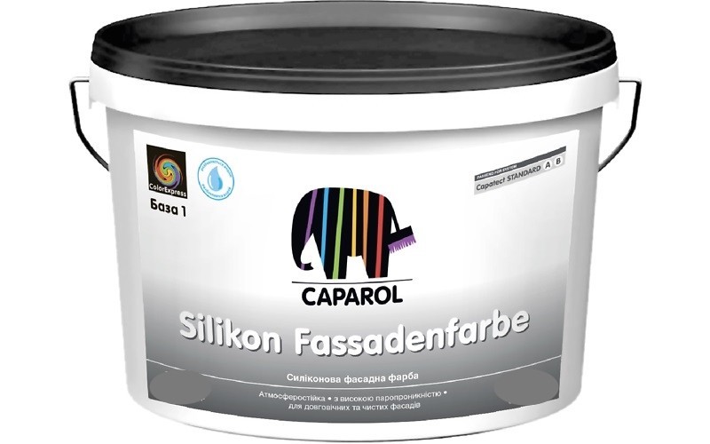 

Краска силиконовая Caparol Silikon Fassadenfarbe транспорентная 2,35л арт - 976137