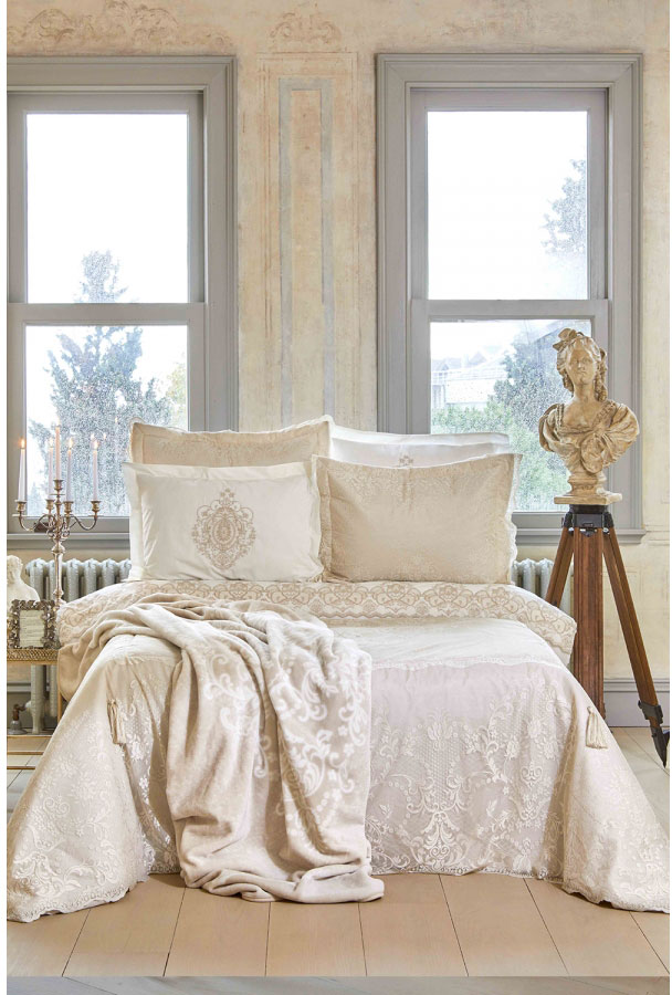 

Комплект постельного белья Karaca Home Desire Beige 200х220 + Плед 200х240 (svt-2000022238625)