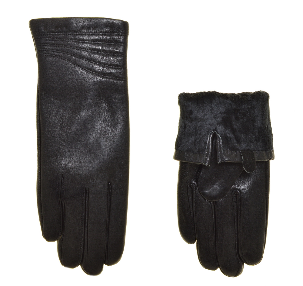 

Перчатки женские натуральная кожа, подкладка плюш, цвет черный, размер 7,5, pov30518