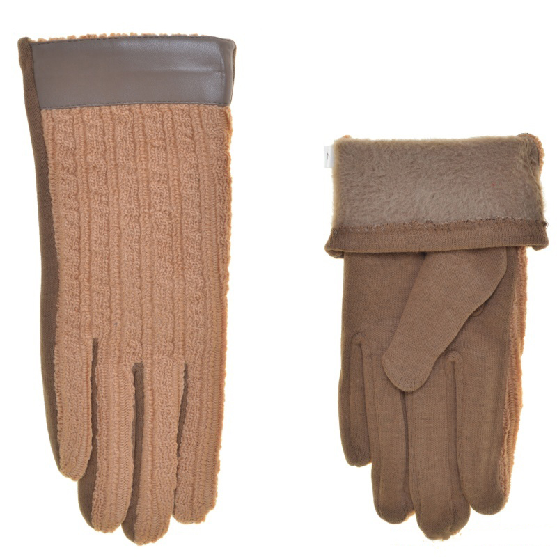 

Перчатки женские хлопок, подкладка плюш, цвет бежевый, размер 6,5, pov25991