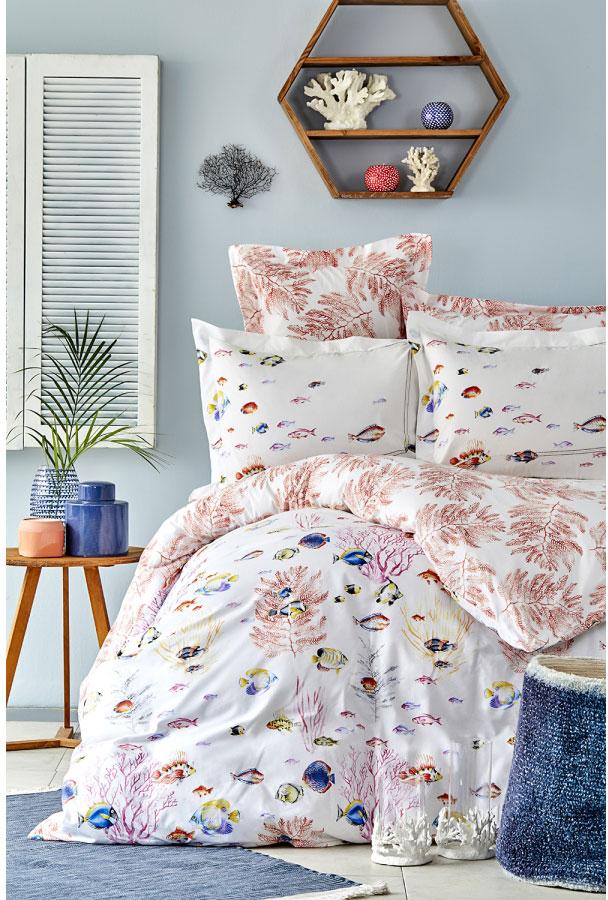 

Комплект постельного белья Karaca Home Coral mercan + Пике 160х230 (svt-2000022238601)