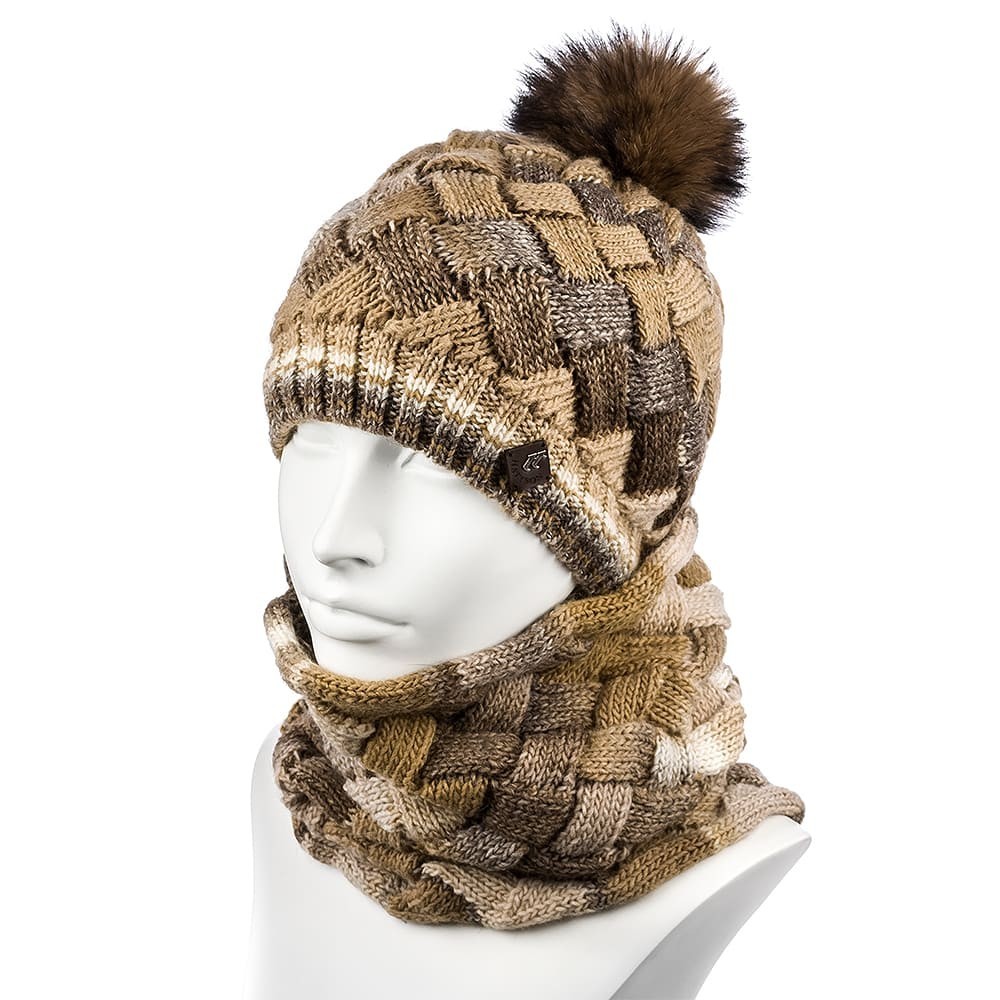 

Комплект женский (шапка+снуд) Hattson SHH-67 One Size Сепия