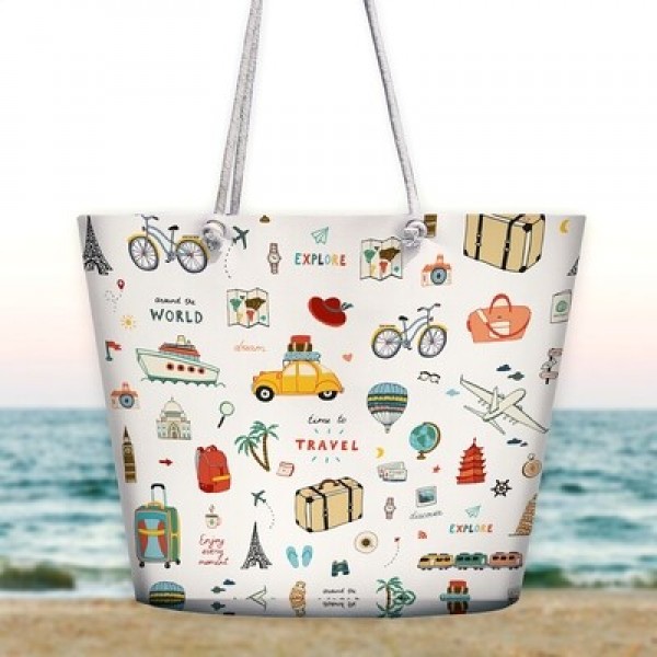 

Сумка пляжная с принтом "Time to travel" Malibu сумка для пляжа с разноцветным принтом и застежкой молнией