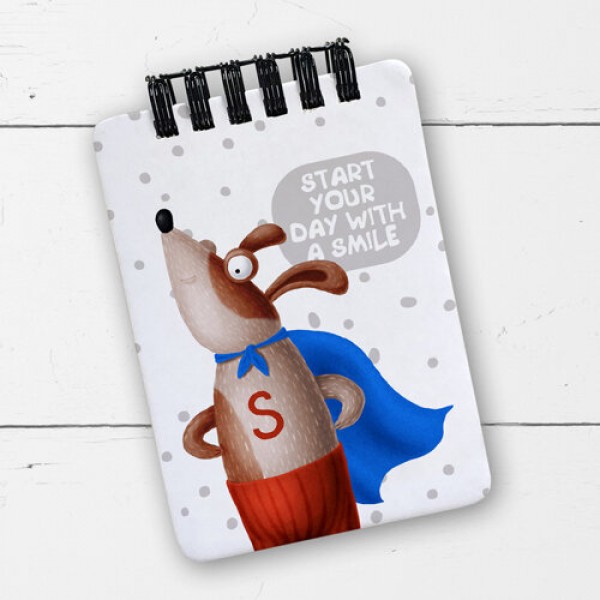 

Блокнот на пружине перекидной в линию Baby Start your day with a smile Present блокнтот на пружине перекидной в линию A7 с принтом