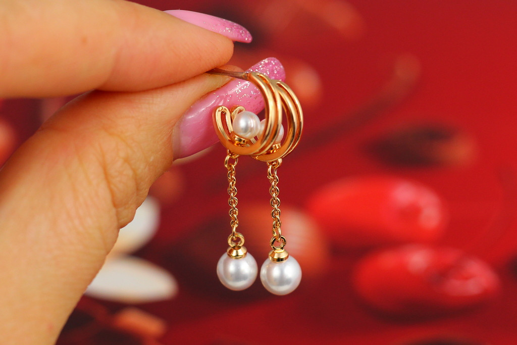 

Серьги гвоздик Xuping Jewelry с жемчугом 3,5 см золотистые