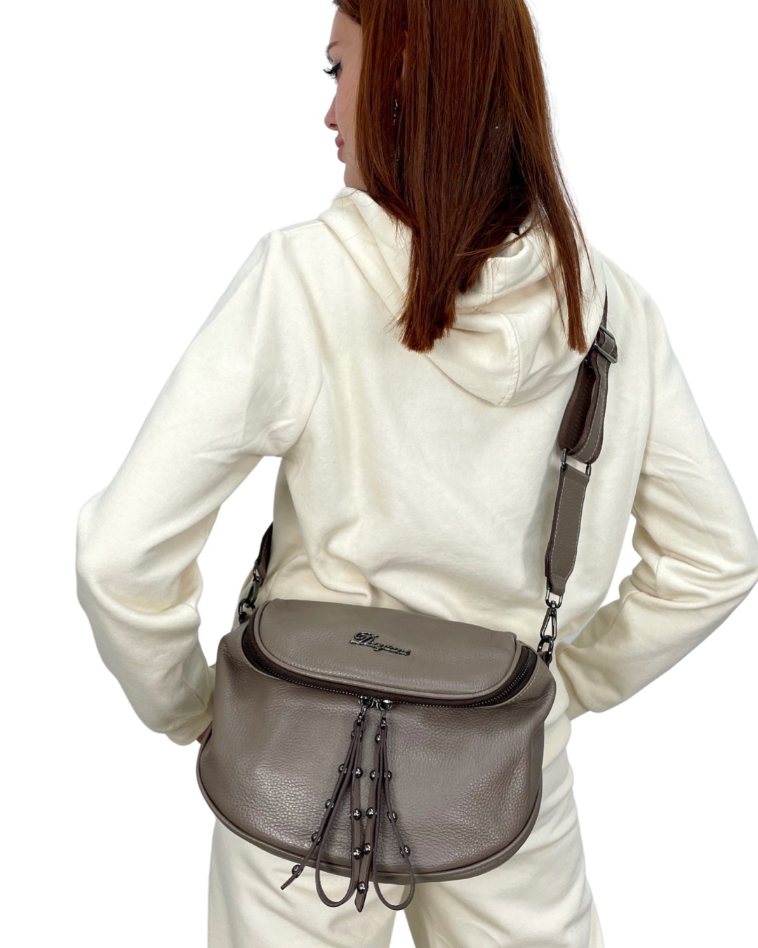 

Сумка кросс боди женская кожаная Dovgiani Бежевая