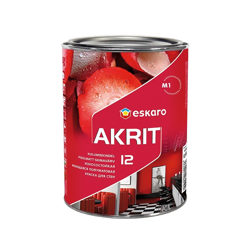 

Износостойкая моющаяся полуматовая краска для стен Eskaro Akrit 12 0.95 л