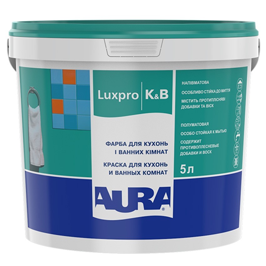 

Акрилатная краска для кухонь и ванных комнат Aura Luxpro K&B 5 л