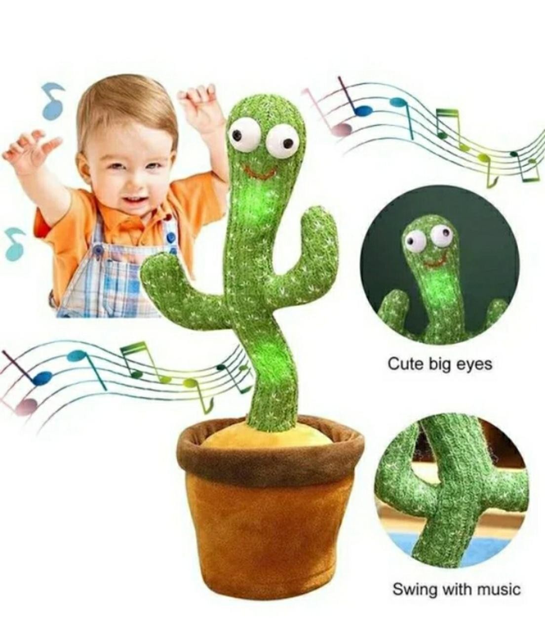 

Танцующий кактус поющий 120 песен с подсветкой Dancing Cactus TikTok игрушка Повторюшка кактус зеленый