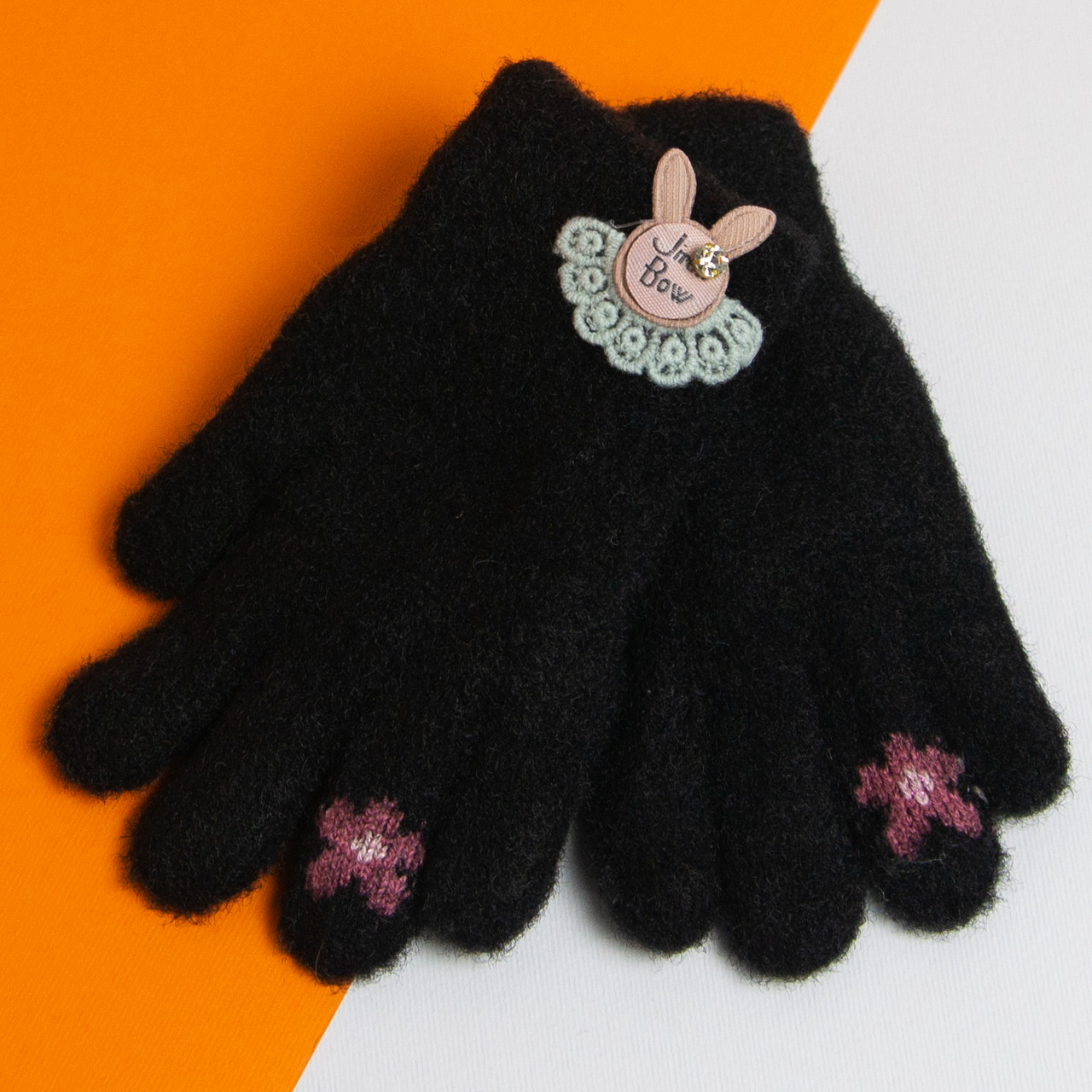 

Перчатки детские на 2 - 3 - 4 - 5 лет двойна подкладка на девочек зимние (арт. 20-7-92) черный