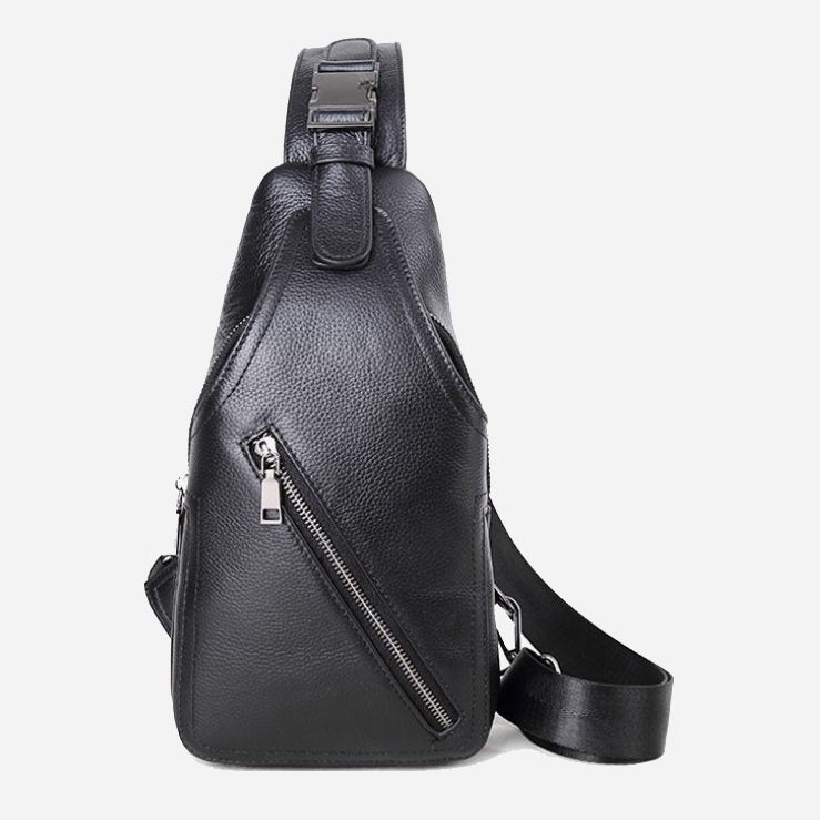 

Мужская сумка-слинг кожаная Tiding Bag A25F-1912A Черная