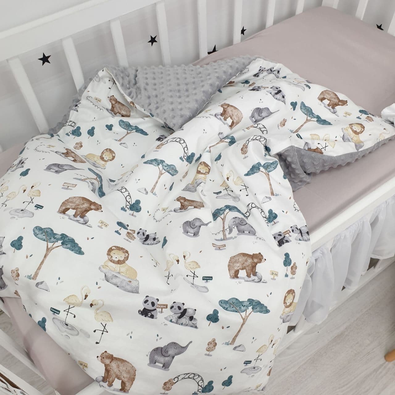

Плед детский в кроватку и коляску Oh My Kids «Мишки и львы» 100х80 см
