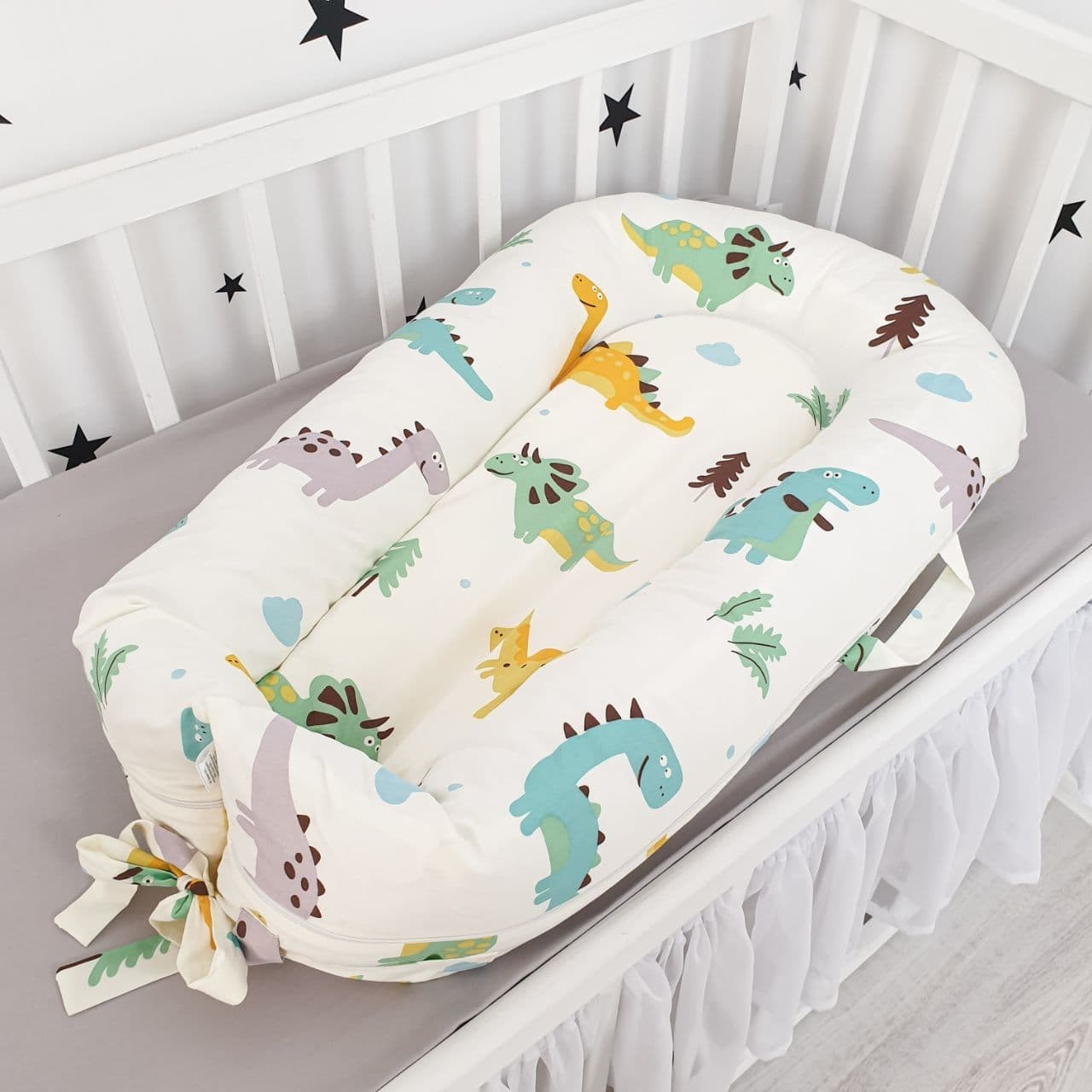 

Кокон для новорожденного Soft OMK с кокосовым матрасом "Dino" съёмный чехол