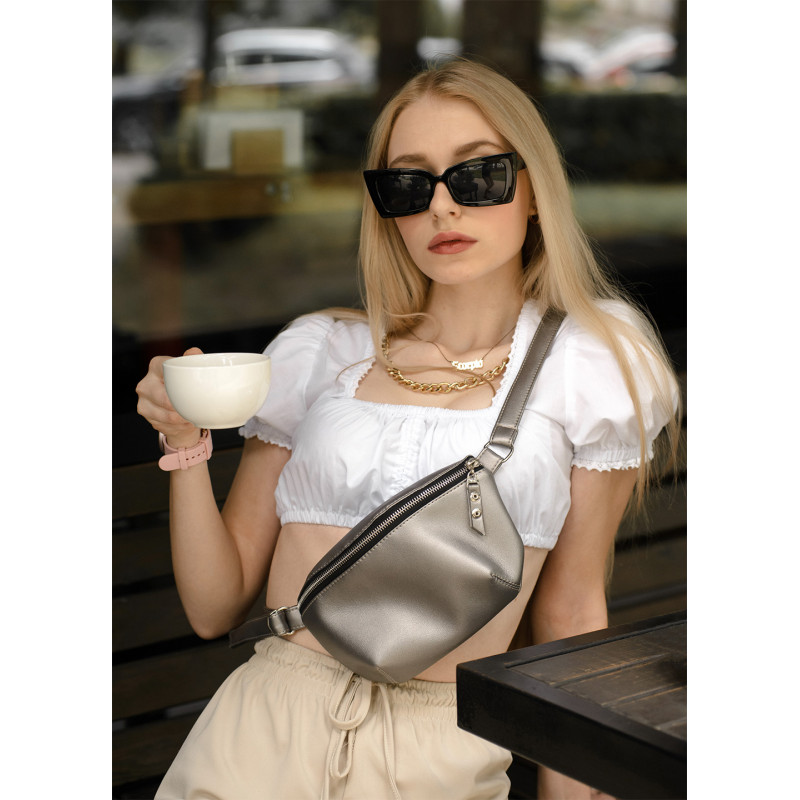 

Сумка на пояс бананка Polo SQO silver dark Sambag