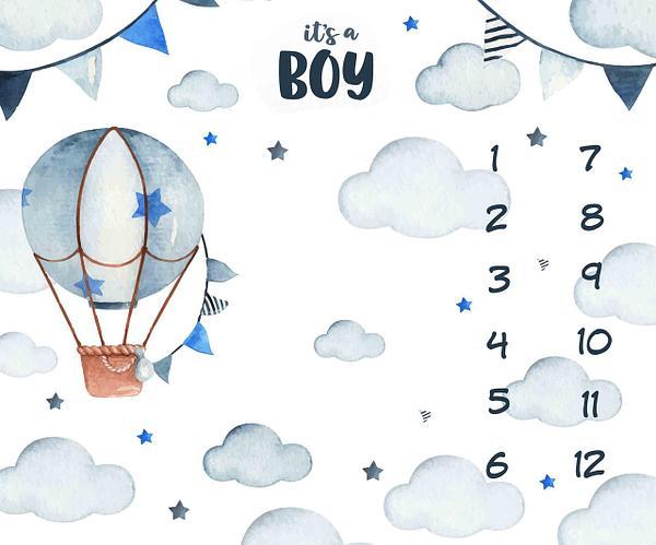 

Фотопеленка для первых фотосессий малыша с 1 до 12 месяцев / Фотофон "It`s a boy" Воздушный шар100х100см