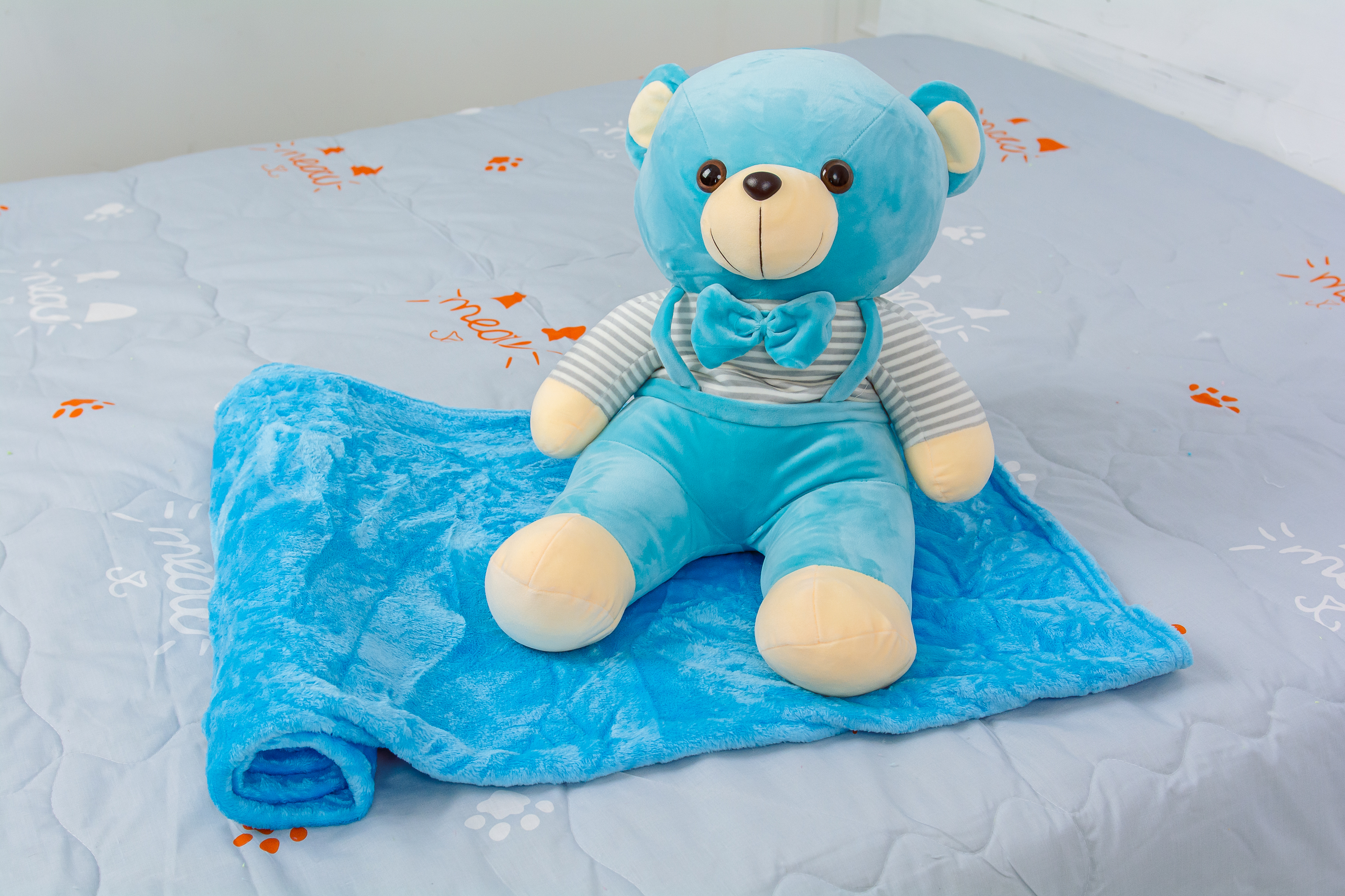 

Плед MirSon детский 1052 Bear Blue + подушка 100х160 см италия, флис