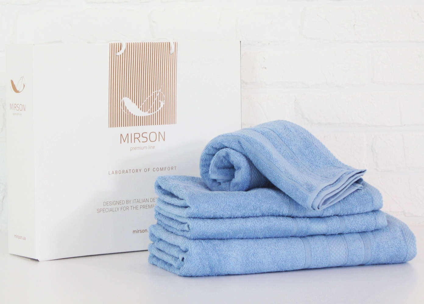 

Набор полотенец MirSon 5072 Elite SoftNes Cornflower 40x70 см + 50x90 см + 70x140 см + 100x150 см - 4 шт Голубой италия, махра