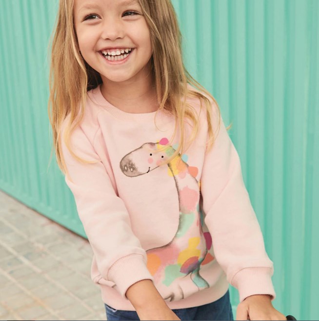 

Свитшот для девочки с изображением жирафа розовый Rainbow giraffe Berni Kids (110) Розовый (51700)