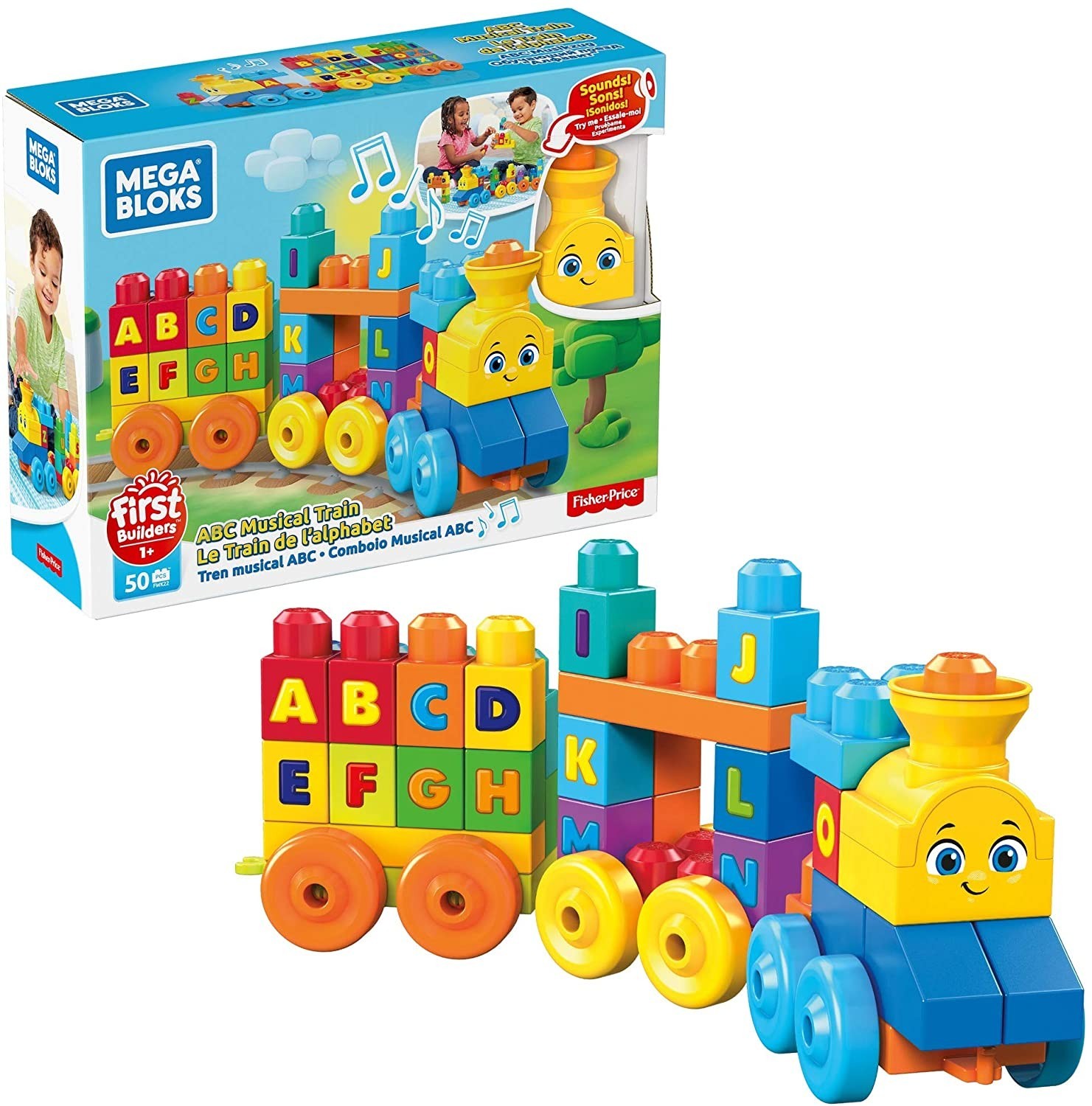 

Конструктор Fisher-Price Mega Bloks Музыкальный паровозик First Builders ABC Musical Train (FWK22)