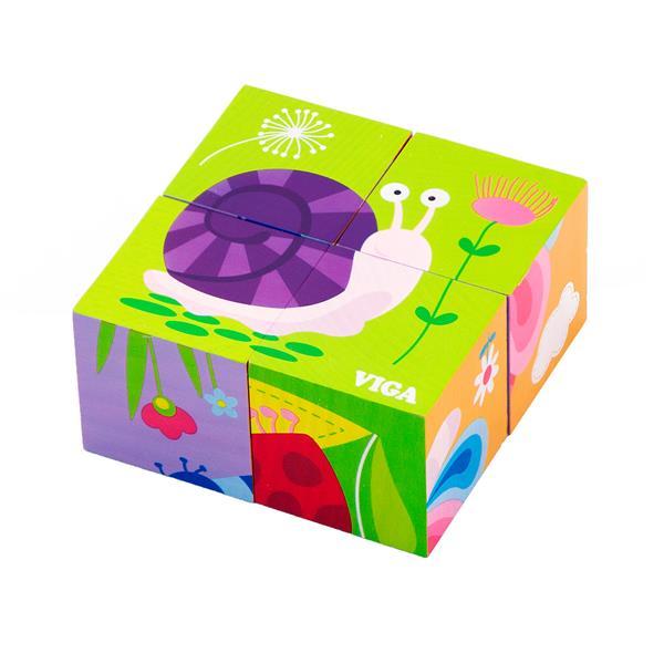 

Деревянные кубики-пазл Viga Toys Насекомые (OPT2_50160) 18 x 5 x 18 см